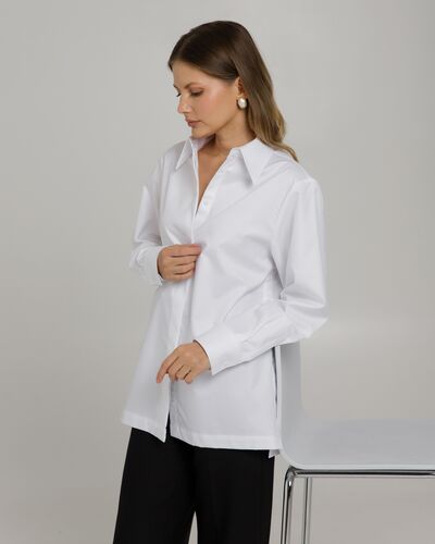 Женская рубашка белая фактура полоска - 8755 от byME 