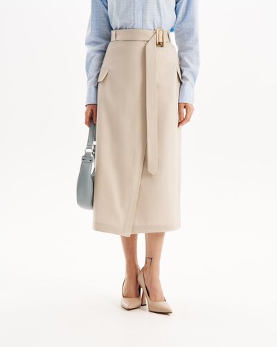 Юбка в серо-бежевом цвете на запах из хлопка SK3-1000 от byME 