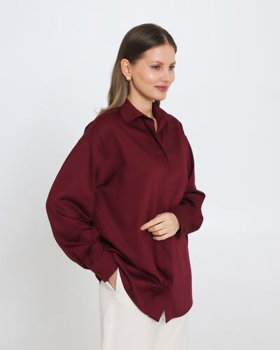 Женская рубашка из бамбука вишневая под пуговицу 8970 от byME 