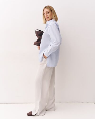 Женская рубашка хлопковая в полоску  с пуговицами по бокам - 9001 от byME 