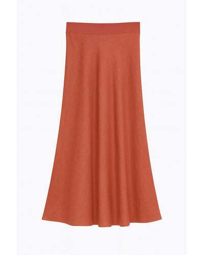 Юбка женская изо льна кирпичного цвета-LW-035053 от LW 