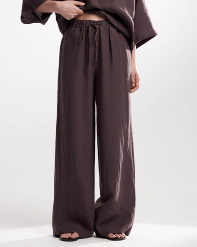 Женские брюки из льна коричневые-135041 от LW 