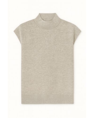 Топ из шерсти мериноса тонкой вязки и шелка Mulberry светло-серый от byME 