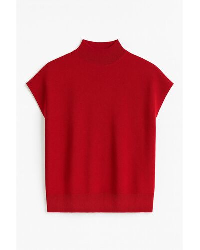 Топ из шерсти мериноса тонкой вязки и шелка Mulberry красный от byME 
