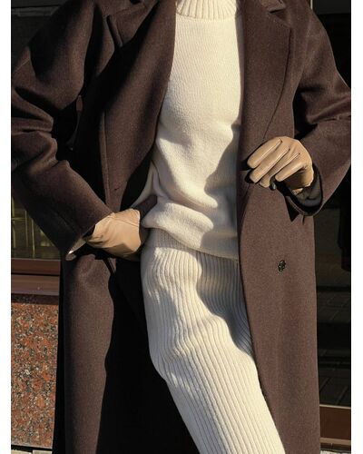 Пальто из шерсти мериноса цвет шоколад-S1919 от Doroteya 