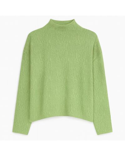 Джемпер из шерсти мериноса тонкой вязки  фактурный зеленый от byME 