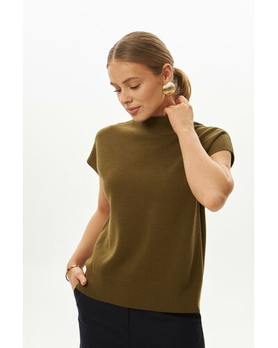 Топ из шерсти мериноса тонкой вязки и шелка Mulberry оливковый от byME 