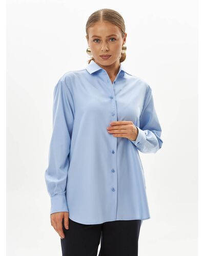 Женская рубашка голубая из бамбука-9043 от byME 