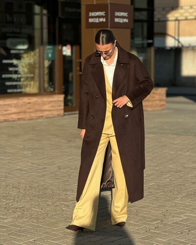 Пальто из шерсти Мериноса цвет шоколад -A087 от Doroteya 