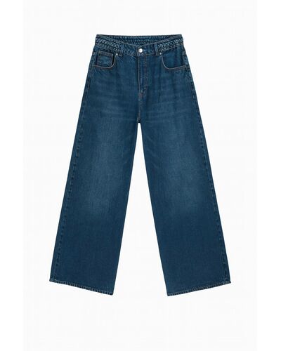 Женские джинсы 86372-802 деним темно-синий плетеный пояс от byME 