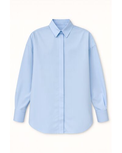 Женская рубашка из бамбука голубая-9033 от byME 