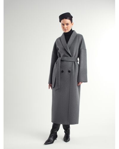 Пальто из шерсти мериноса серое A093 от Doroteya 