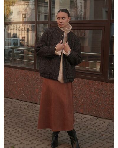 Бомбер ёлка из шерсти и мохера цвет шоколадный A102 Savona от Doroteya 