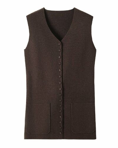 Жилет коричневый с шерстью мериноса -KK527 от byME 