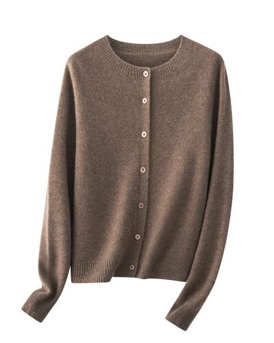 Кардиган коричневый из шерсти мериноса и кашемира-NZ9918-brown от byME 