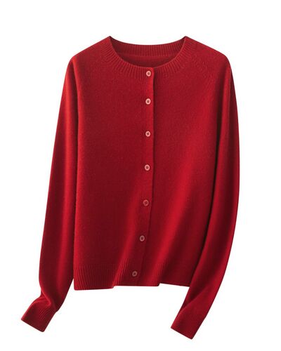 Кардиган красный из шерсти мериноса и кашемира-NZ9918-red от byME 