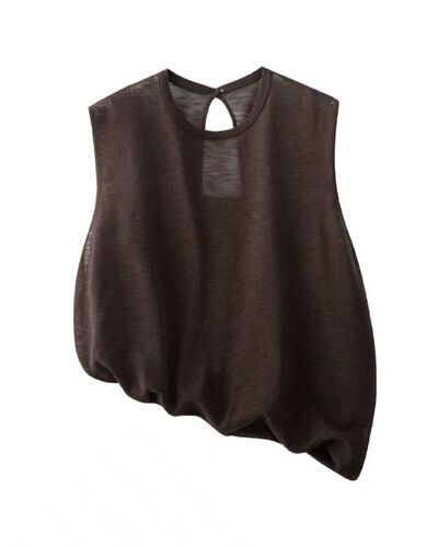 Топ коричневый из вискозы-ZJ3372-brown от byME 