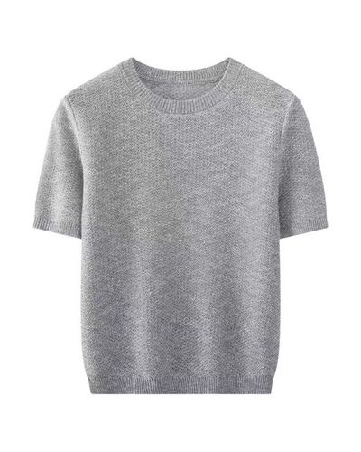 Джемпер серый с коротким рукавом из вискозы-ZJ965-gray от byME 