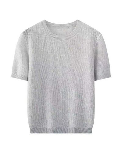 Джемпер голубой с коротким рукавом из вискозы-ZJ965-blue от byME 