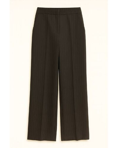 Брюки черные в тонкую полоску с шерстью-LWWN-135068 от  