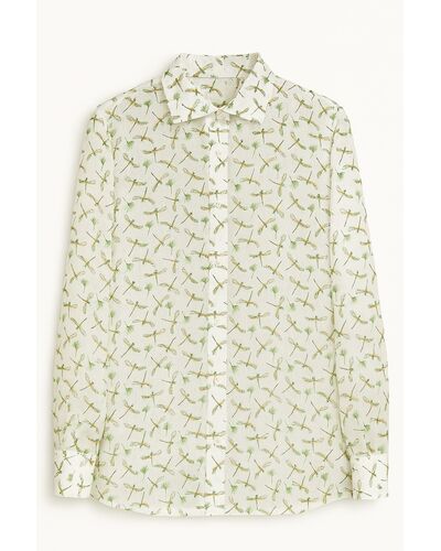 Женская рубашка с универсальным манжетом из крапивы принт стрекозы-9020 от byME 