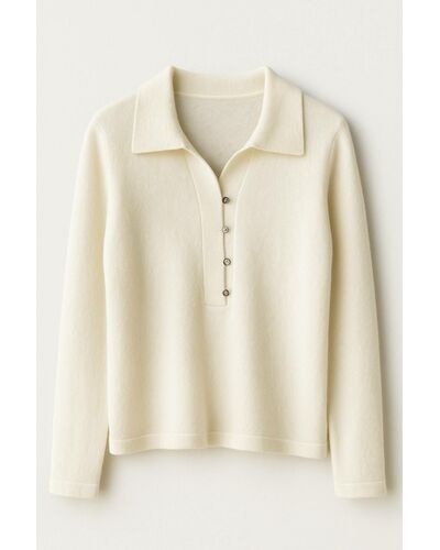 Джемпер с воротником-поло из кашемира молочный -01B10020 от byME 
