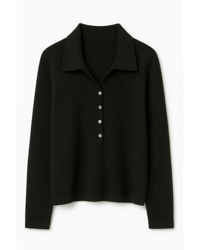 Джемпер с воротником-поло из кашемира чёрный -01B10020 от byME 