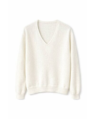 Джемпер с V-образным вырезом из кашемира белый-82047 от byME 