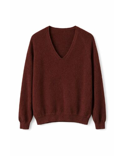 Джемпер с V-образным вырезом из кашемира темно-коричневый-82047 от byME 