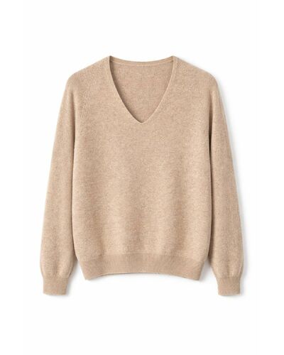 Джемпер с V-образным вырезом из кашемира бежевый-82047 от byME 