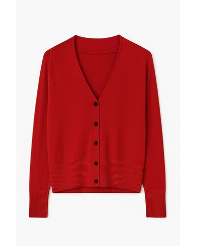 Кардиган красный из шерсти мериноса-02А20491 от byME 