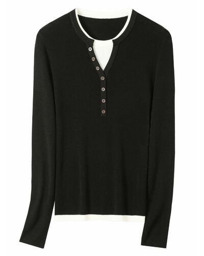 Джемпер черный из шерсти мериноса-JFS07 от byME 