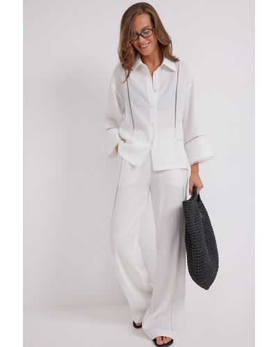 Рубашка из струящейся ткани с тесьмой DAV-9592.1 от  