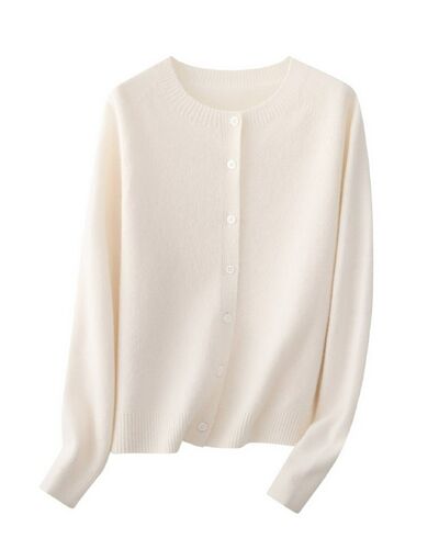 Кардиган белый из шерсти мериноса и кашемира-NZ9918-white от byME 