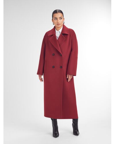 Пальто из шерсти Мериноса Ворс*** цвет красный -A087 от Doroteya 