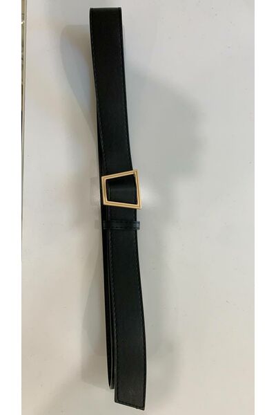 Ремень черный с пряжкой-трапецией от  