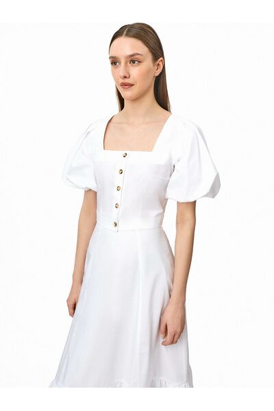 Прямая юбка годе из хлопка белая от byME 