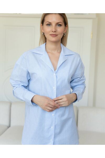 Женская рубашка в оверсайз силуэте в полоску - 8295 от byME 