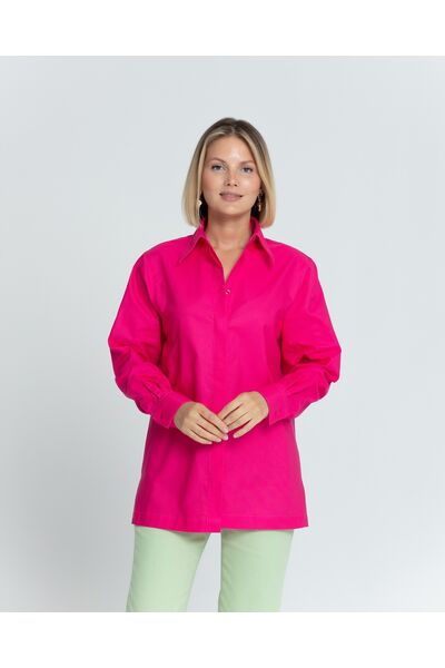 Женская рубашка с универсальным манжетом фуксия - 8376 от byME 