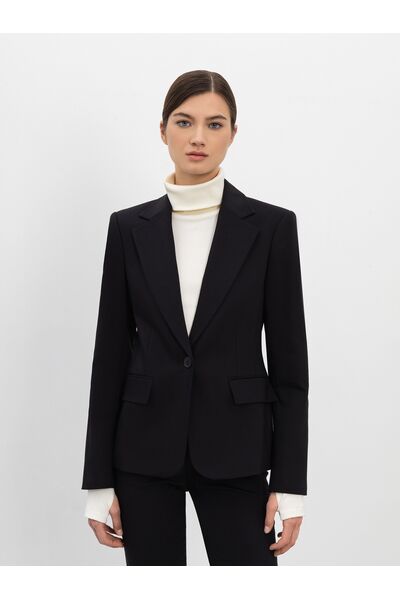 Однобортный чёрный жакет из плотного хлопка от ByME 