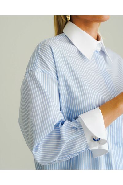 Женская рубашка в голубую полоску - 8498N от byME 