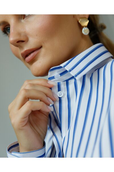 Женская рубашка в полуприталенном силуэте под пуговицы - 8515A от byME 