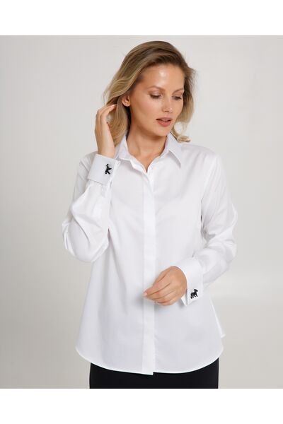 Жeнская рубашка белая под запонки - 8654 от byME 