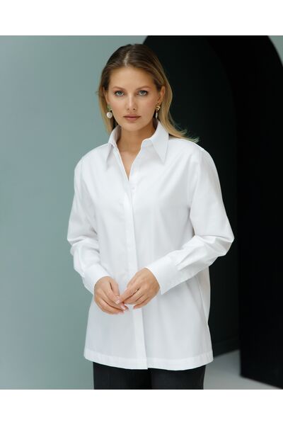 Рубашка хлопковая с универсальной манжетой- 8694 от byME 