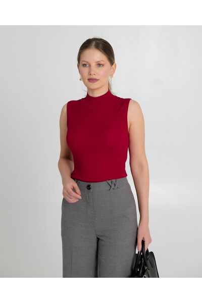 Топ из шерсти мериноса тонкой вязки и шелка Mulberry красный - 02B2430-red от byME 