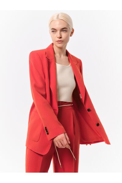 Жакет из тенсела красный с карманами от Calista 