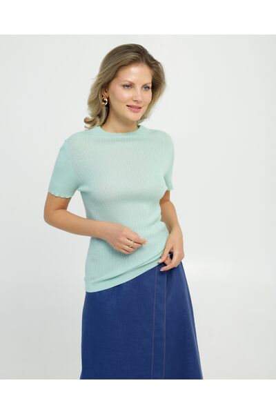 Джемпер из шерсти мериноса тонкой вязки и шелка Mulberry зеленый от byME 