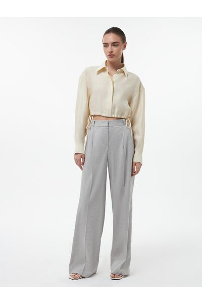 Женские широкие льняные брюки серые от Calista 