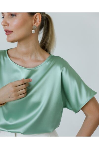Женская блузка из шелка зелёная -8785 от byME 
