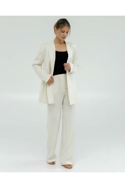 Женские брюки кремовые из района-135119-cream от LW 